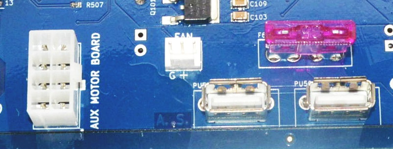 USB Jacks, Fan Jack and Aux Motor Power